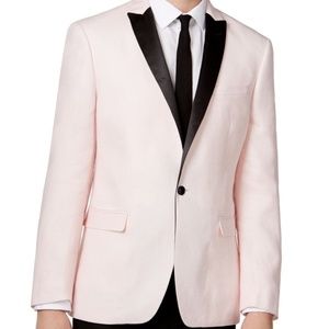 Bar III-Pink Black Slim LINEN Blazer 42L NWT